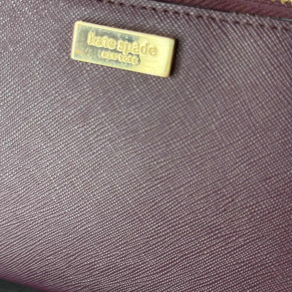 kate spade Plum Zip-Around Saffiano Wallet with Gold Hardware-NWOT